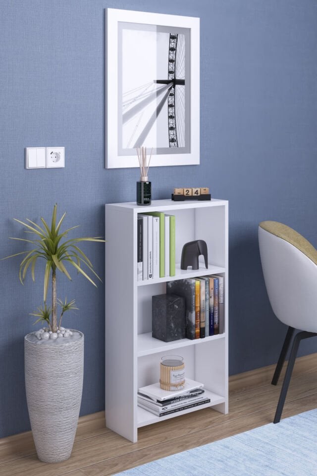 Gubimo Abete-3 Raflı Kitaplık/Beyaz