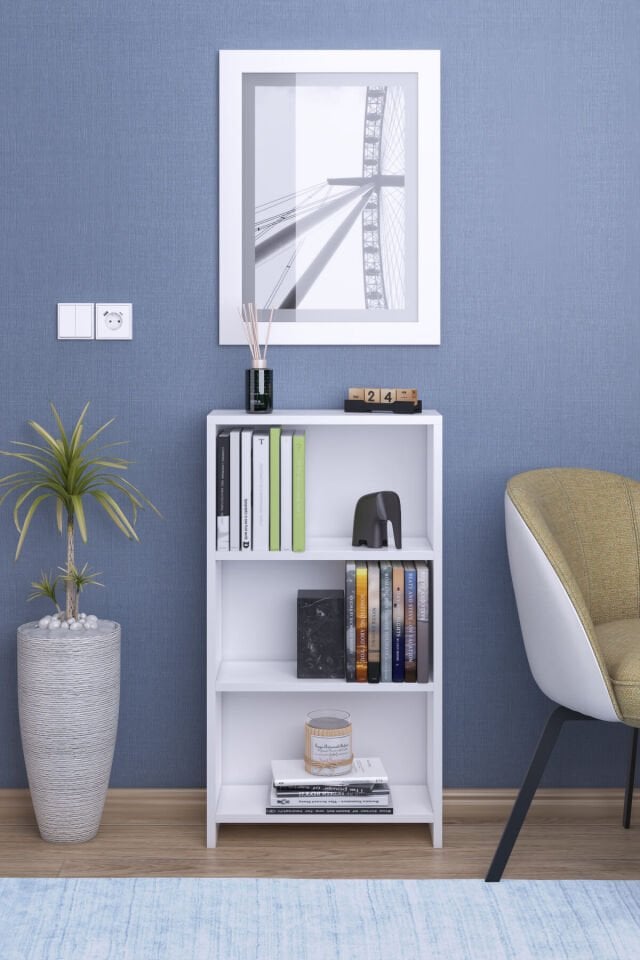 Gubimo Abete-3 Raflı Kitaplık/Beyaz