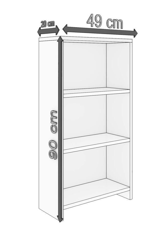 Gubimo Abete-3 Raflı Kitaplık/Beyaz