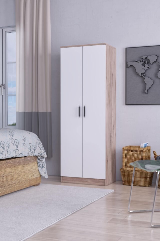 Gubimo72 – 2 Kapılı Gardırop Raflı Çok Amaçlı Dolap Atlantik Çam Beyaz