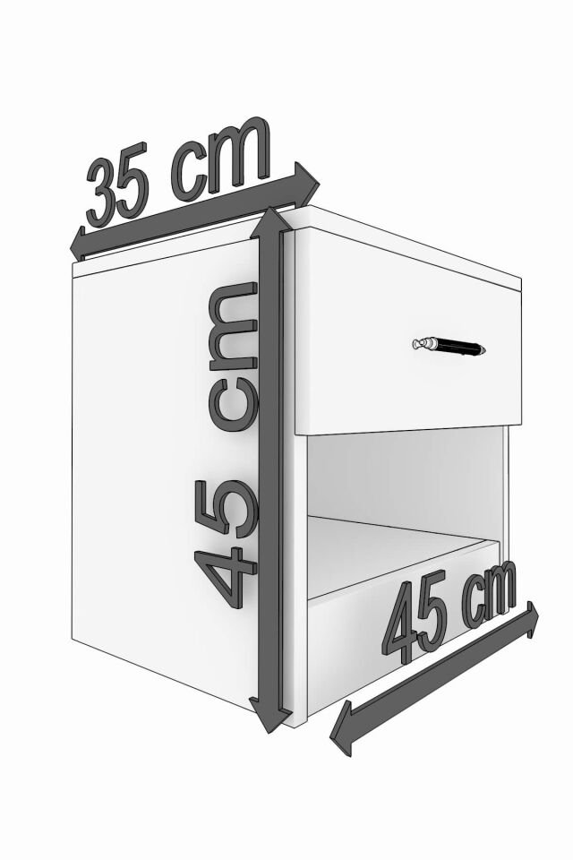 Gubimo Abete-2 Kapılı Geniş Gardırop-1 Çekmeceli Komodin-3 Çekmeceli Şifonyer/Atlantik Çam-Beyaz