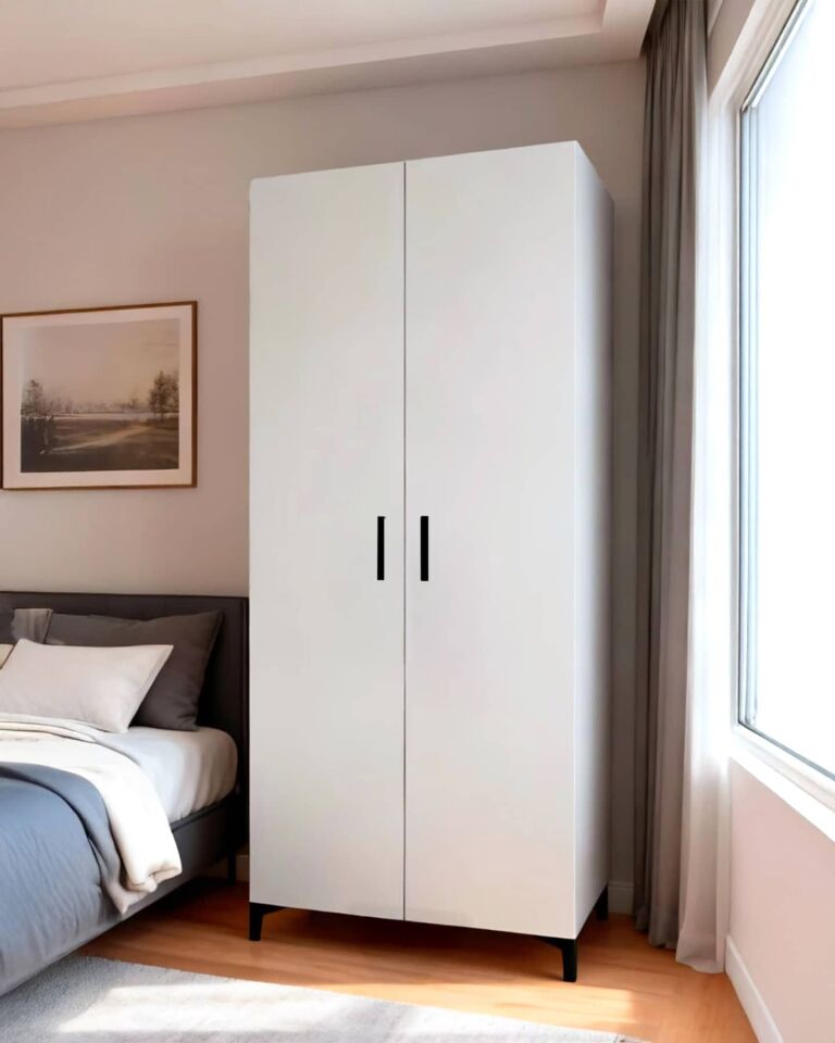 Gubimo102-2 Kapılı Modüler Kapalı 2 Çekmceli Gardırop ,Beyaz