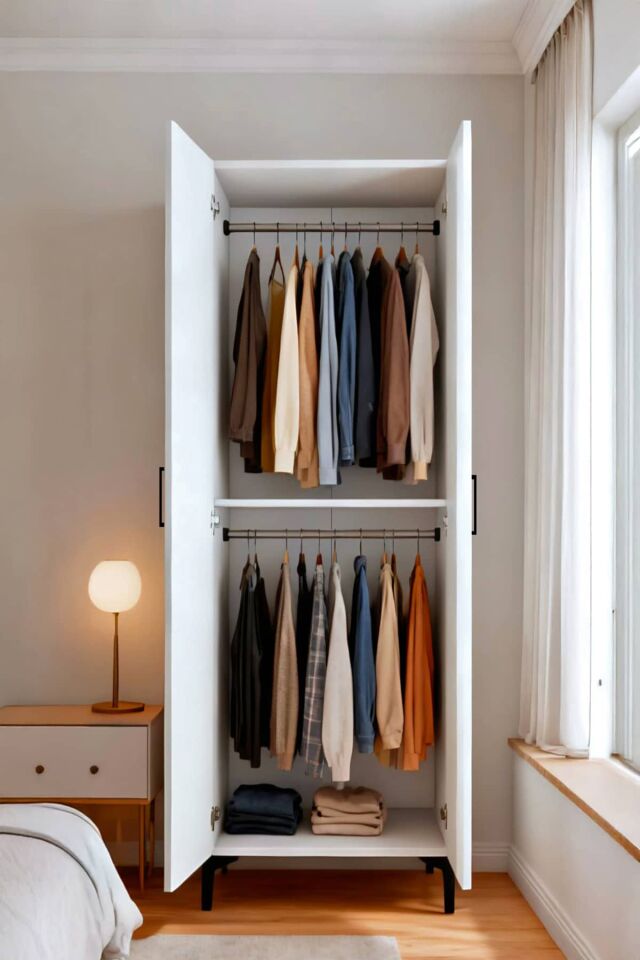 Gubimo103-Gardırop 2 Kapılı 2 Askılıklı Elbise Dolabı /Beyaz