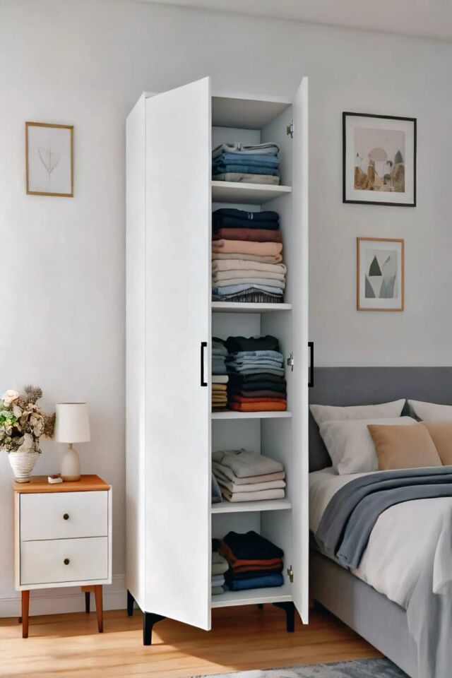 Gubimo104-Gardırop 2 Kapılı 4 Raflı Elbise Dolabı /Beyaz