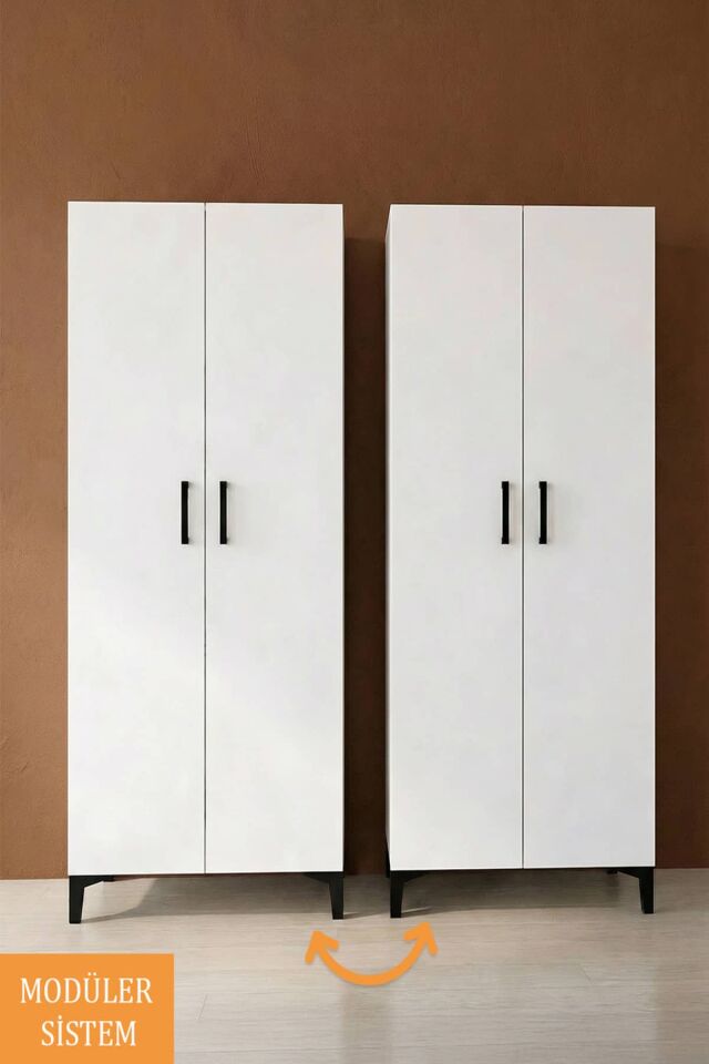 Gubimo110-Gardırop 4 Kapılı,4 Raflı,2 Çekmeceli Elbise Dolabı /Beyaz