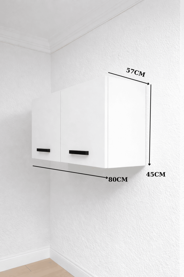 Gubimo126-2 Kapajklı Gardırop Üst Modül,Çok Amaçlı Dolap/Beyaz