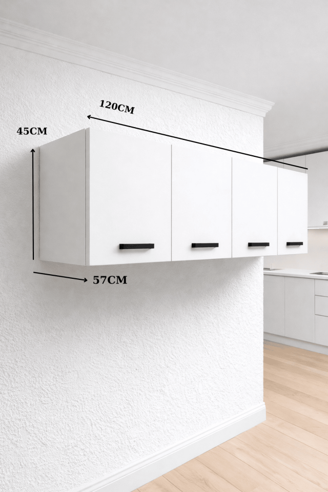 Gubimo127-3 Kapaklı Gardırop Üst Modül,Çok Amaçlı Dolap/Beyaz